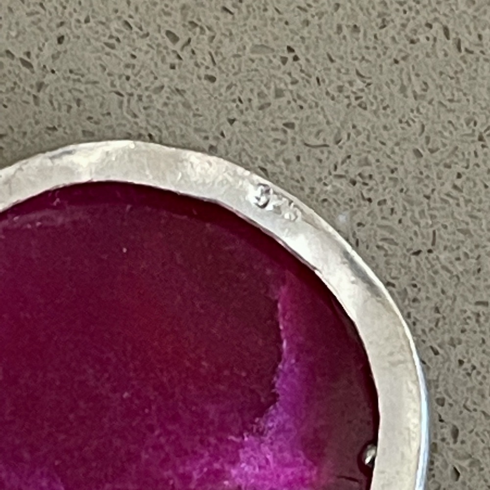 Sterling Silver Magenta Ruby Statement Necklace - image 3